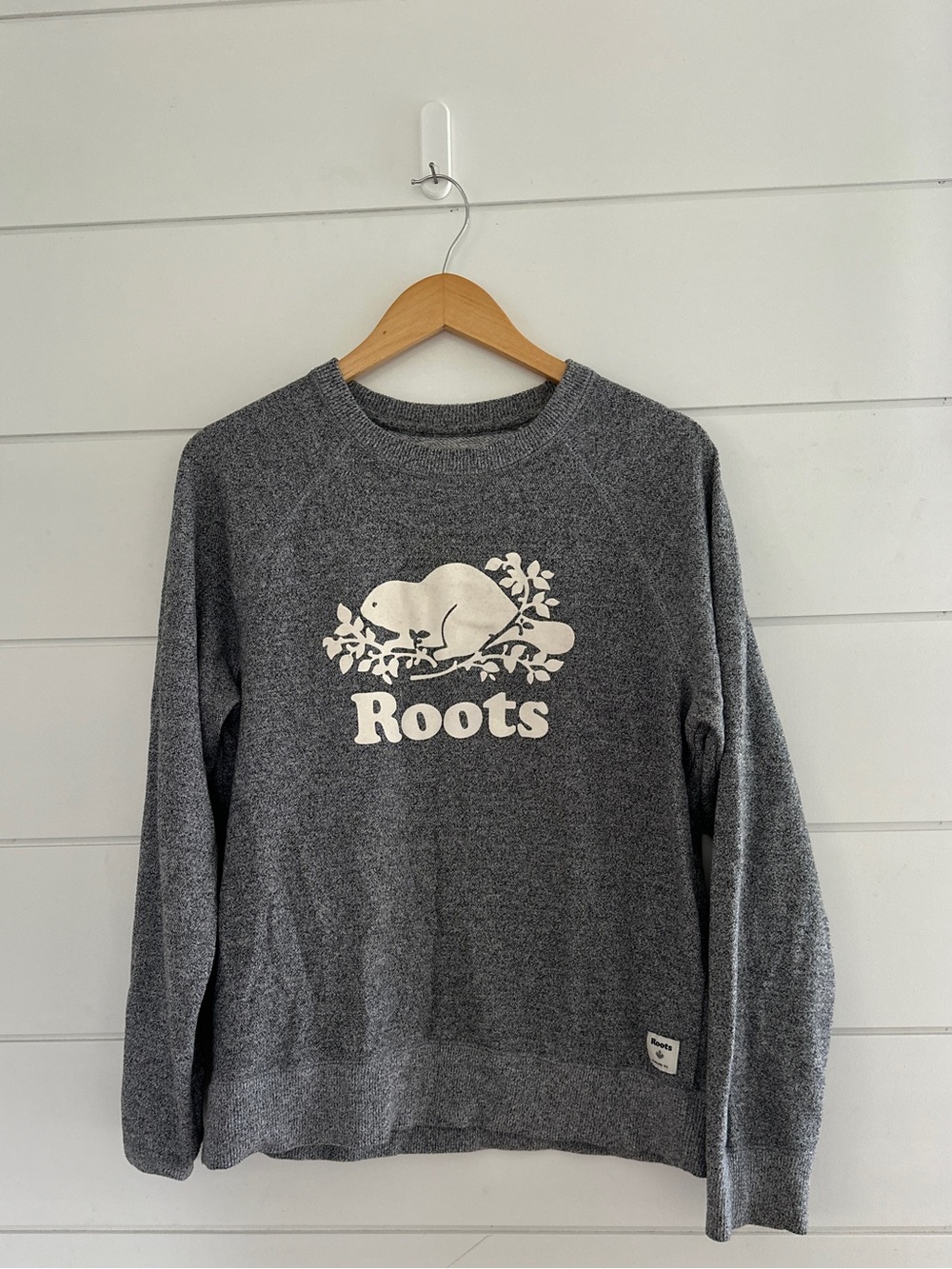 Roots - Crew neck, raglan sleeve Sweater - Med Grey - Size Large